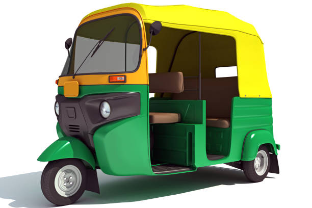 auto rickshaw bajaj tuktuk 3d rendering on white background