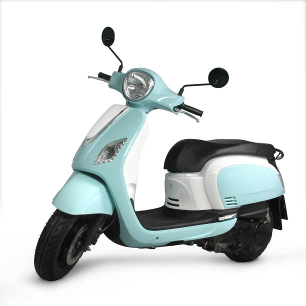 blue scooter with white background